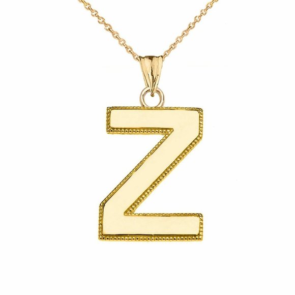 Real Gold Small Initial Letter Z Pendant Necklace